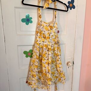 Yellow Flower Vintage Halter Dress